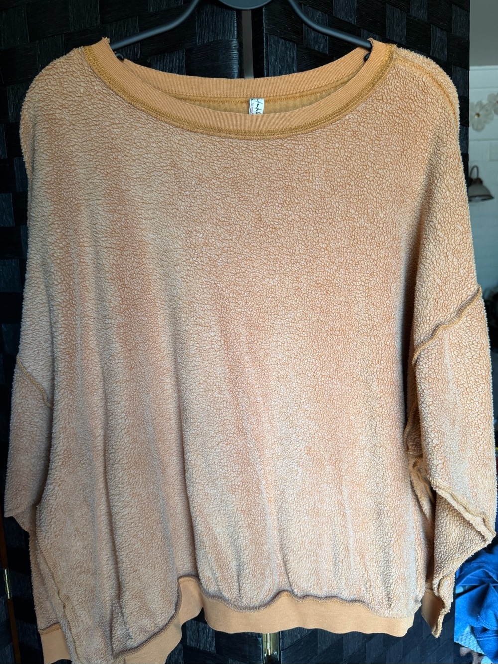 Intimately Free People Oversized “inside out” Fleece Pullover Sweatshirt